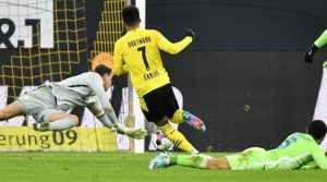 Jadon Sancho, marcator pentru Dortmund în meciul cu Wolfsburg (scor 2-0, 3 ianuarie 2020)