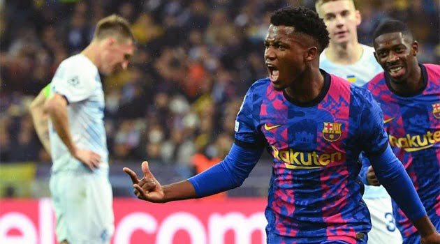 Ansu Fati, autorul golului victoriei pentru Barcelona în meciul din deplasare cu Dynamo Kiev