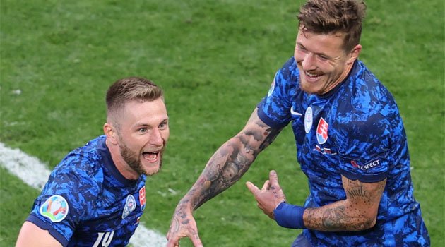 Milan Skriniar a marcat golul victoriei în meciul Polonia - Slovacia 1-2 de la EURO 2020