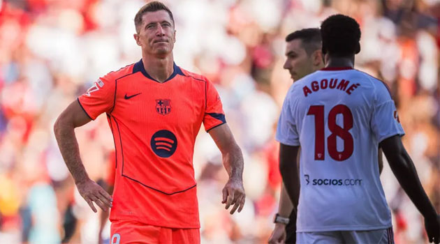 Penalty crucial ratat de Lewandowski în Sevilla - Barcelona, scor final 4-1